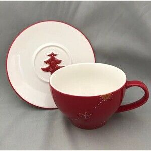 Starbucks Red Christmas Tree Saucer and Mug